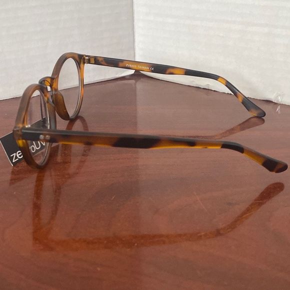 ZeroUV Brown Turquoise ￼Clear Round Eyeglasses UVA & UVB Women New with Tag - Picture 2 of 8